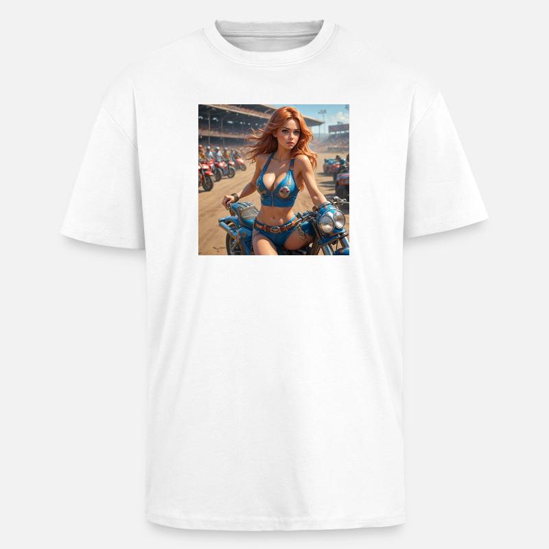 Dirt Track Diva - Oversized Heavyweight Unisex T-Shirt - Weiß
