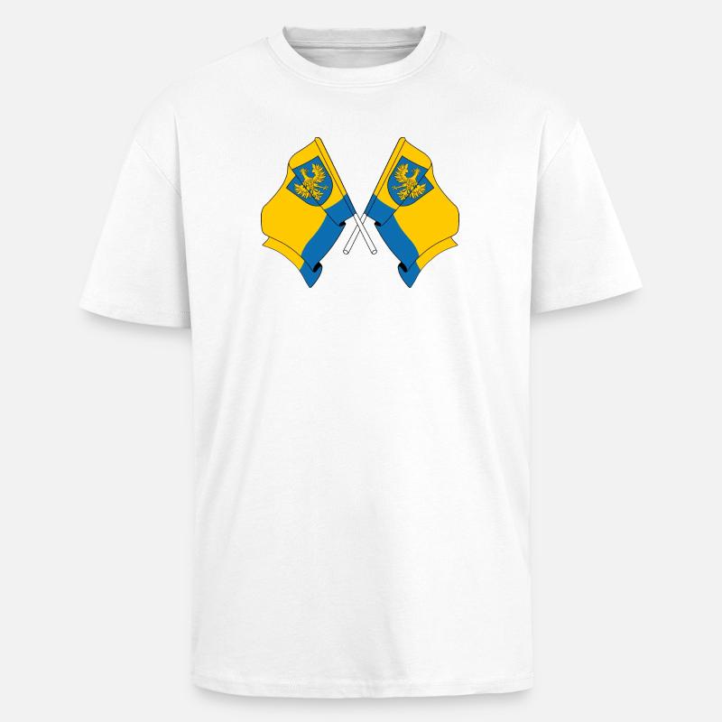 Deux drapeaux Opole - T-shirt unisexe oversize épais - blanc
