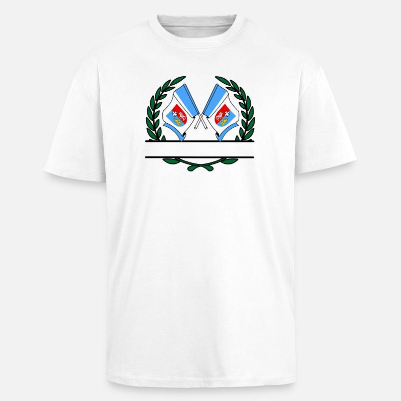 Drapeaux Subcarpathia couronne de laurier bannière - T-shirt unisexe oversize épais - blanc