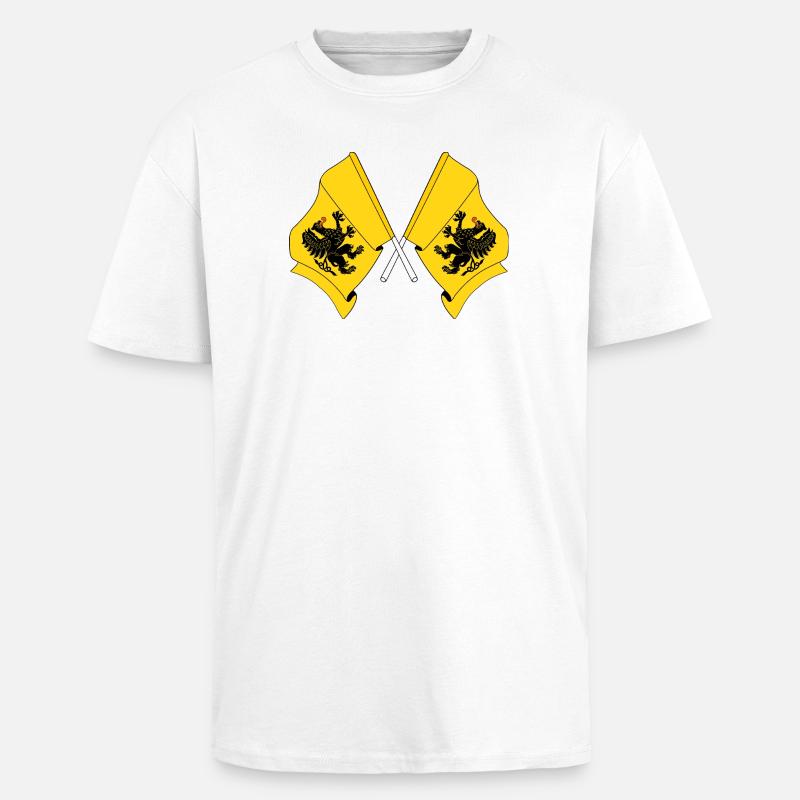 Zwei Flaggen Pommern - Oversized Heavyweight Unisex T-Shirt - Weiß