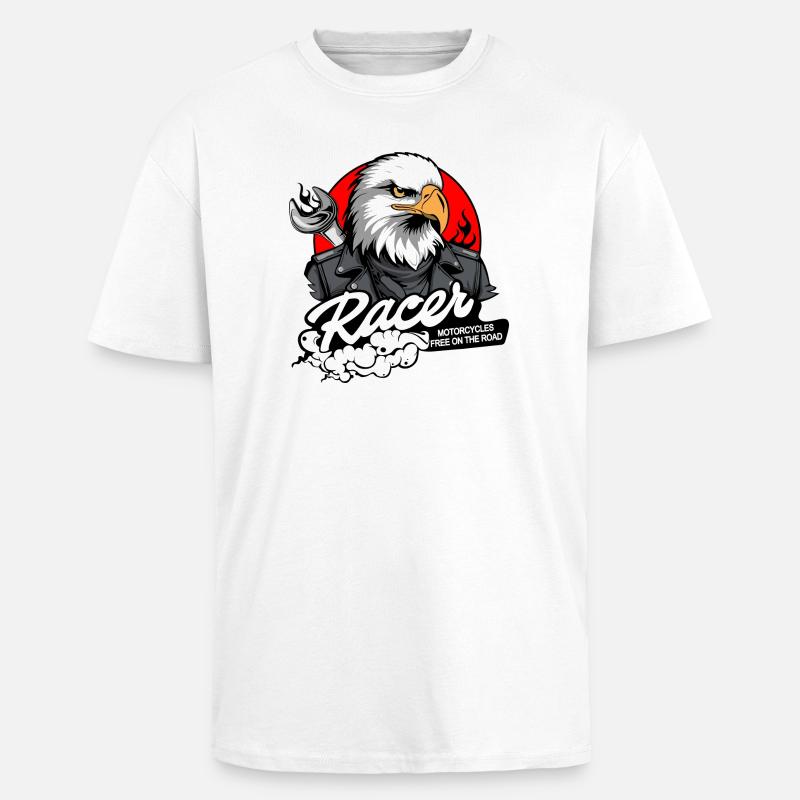 BIKER EAGLE - T-shirt unisexe oversize épais - blanc