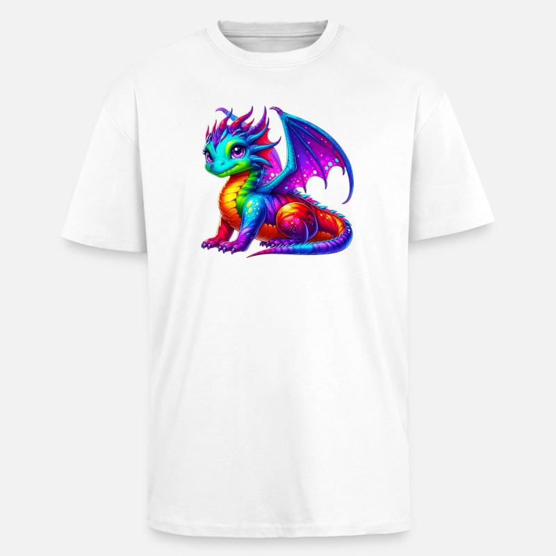 Dragon - T-shirt unisexe oversize épais - blanc