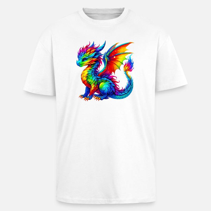 Dragon - T-shirt unisexe oversize épais - blanc