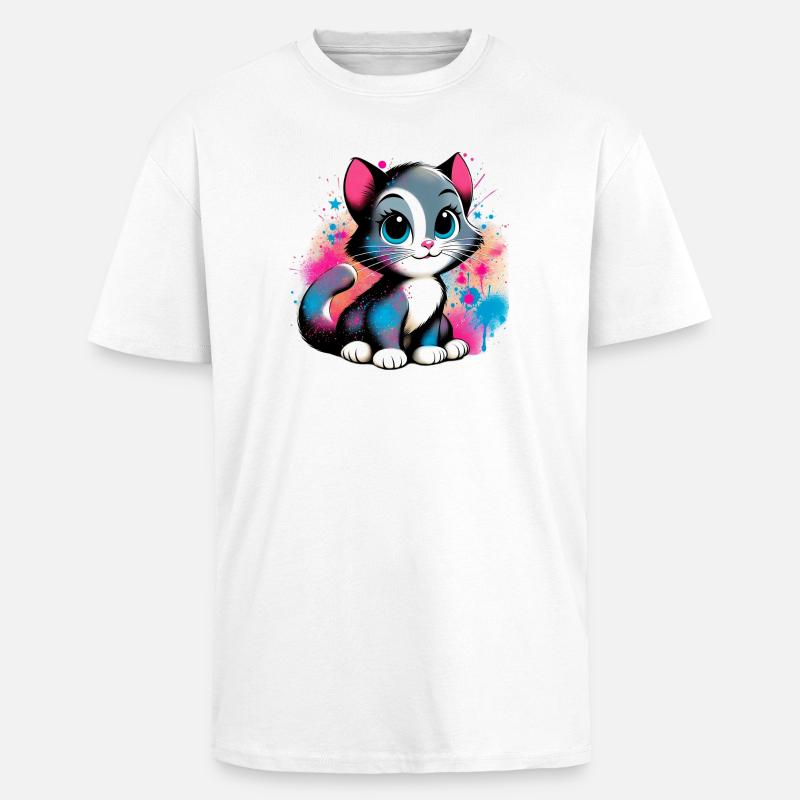 Chat - T-shirt unisexe oversize épais - blanc