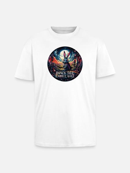 Kanin Alice i Eventyrland Ned i kaninhullet - Unisex oversized heavyweight t-shirt - hvid