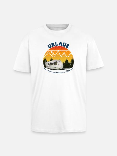 Urlaub gemeinsam im Wohnwagen - Oversized Heavyweight Unisex T-Shirt - Weiß