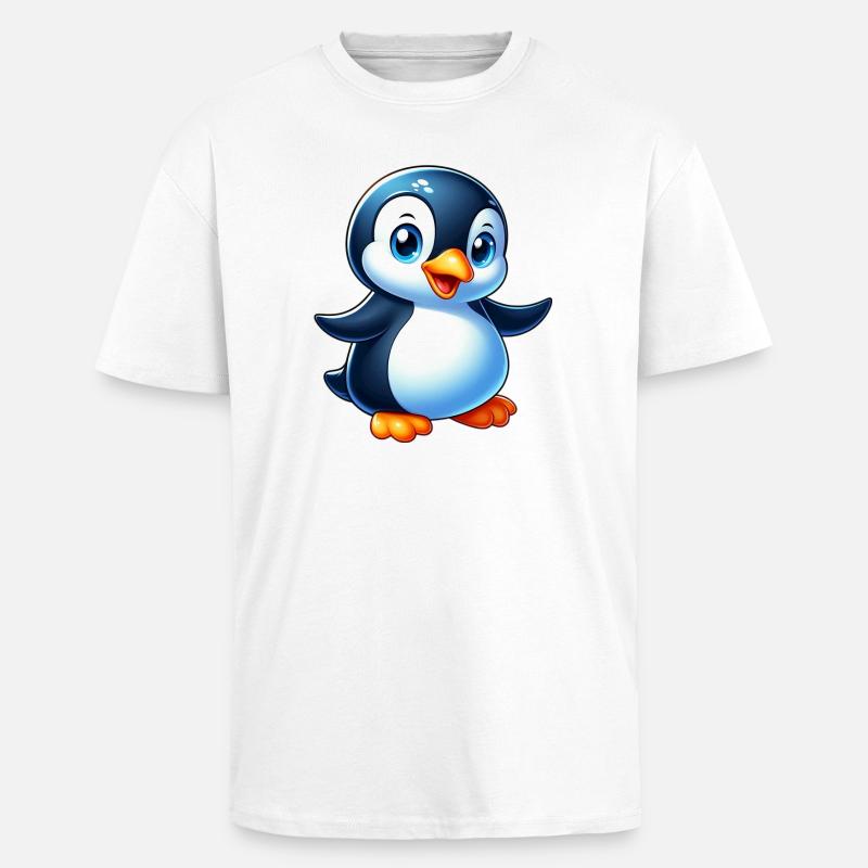 Pingouin - T-shirt unisexe oversize épais - blanc