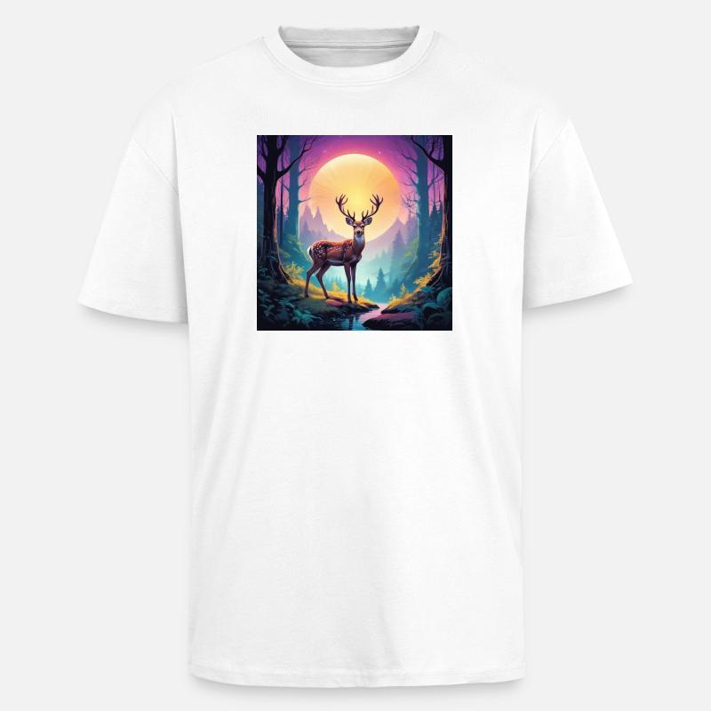 Hirsch im Wald - Oversized Heavyweight Unisex T-Shirt - Weiß