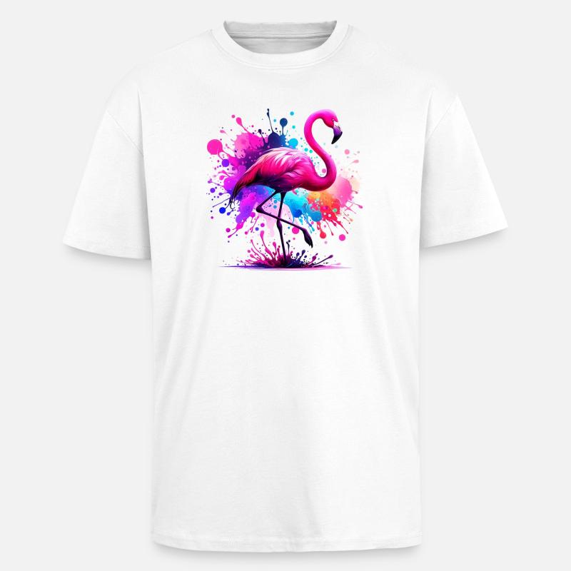 Flamant - T-shirt unisexe oversize épais - blanc