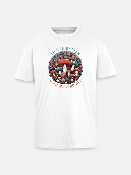 Life is better with Mushrooms - Unisex Oversized Heavyweight T-shirt - white