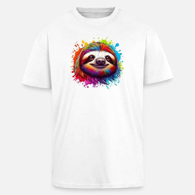 Faultier - Oversized Heavyweight Unisex T-Shirt - Weiß