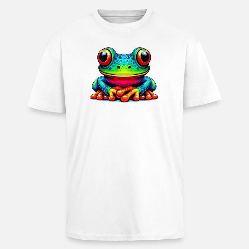 Frosch - Oversized Heavyweight Unisex T-Shirt - Weiß