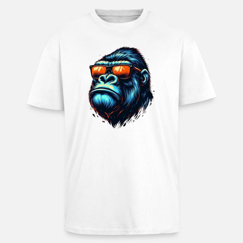 Gorillas mit Sonnenbrille - Oversized Heavyweight Unisex T-Shirt - Weiß