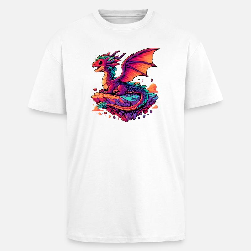Drache - Oversized Heavyweight Unisex T-Shirt - Weiß