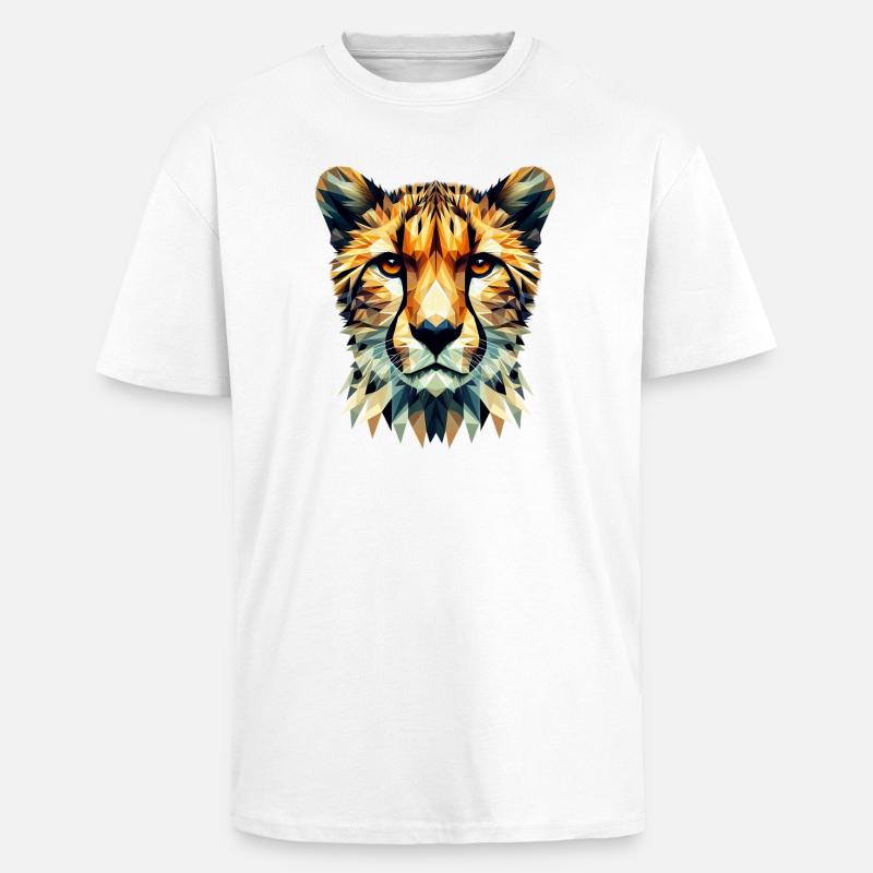 Polygonaler Gepard - Oversized Heavyweight Unisex T-Shirt - Weiß