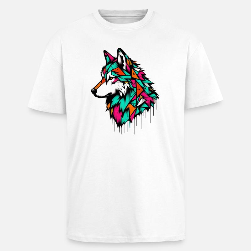 Wolf - Oversized Heavyweight Unisex T-Shirt - Weiß
