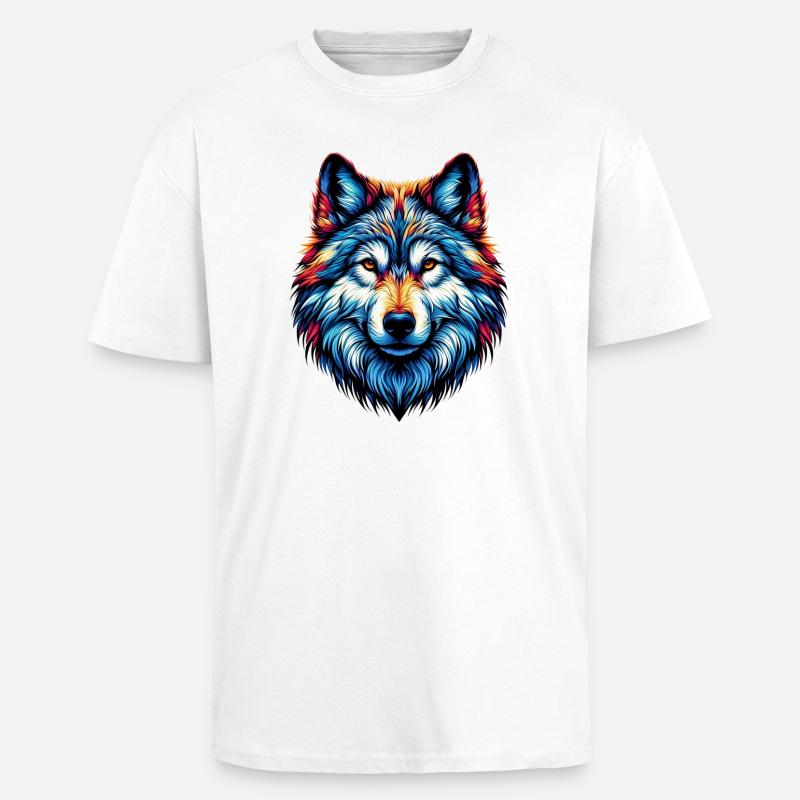 Wolf - Oversized Heavyweight Unisex T-Shirt - Weiß