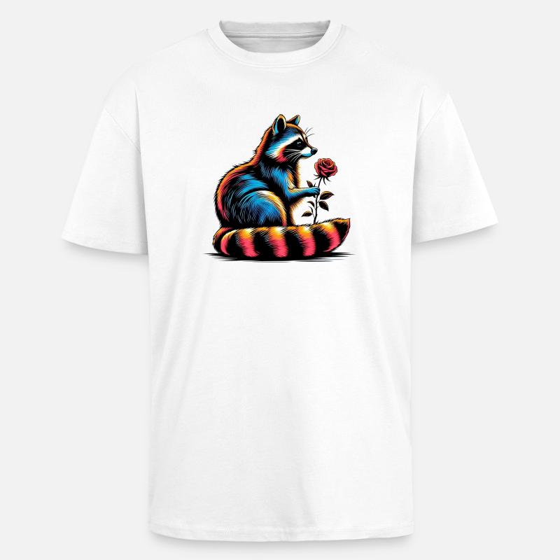 Waschbär - Oversized Heavyweight Unisex T-Shirt - Weiß
