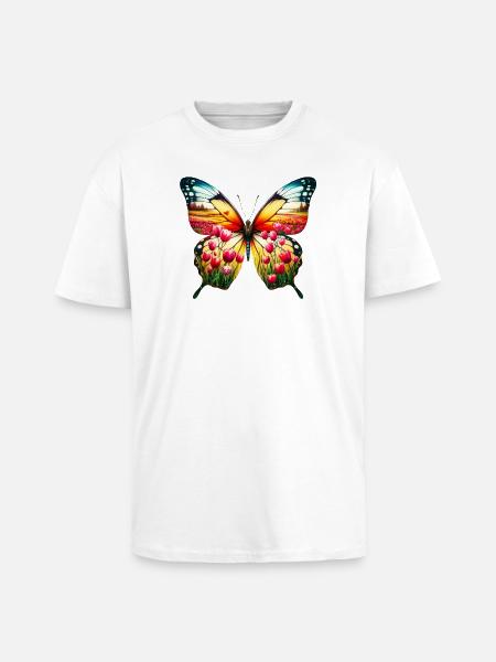 Tulipe papillon tulipe Hollande - T-shirt unisexe oversize épais - blanc