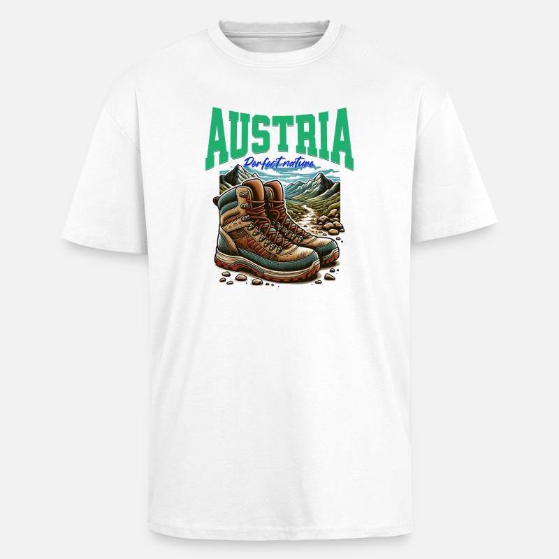 L’Autriche refroidit Wander Design - Österreich - T-shirt unisexe oversize épais - blanc