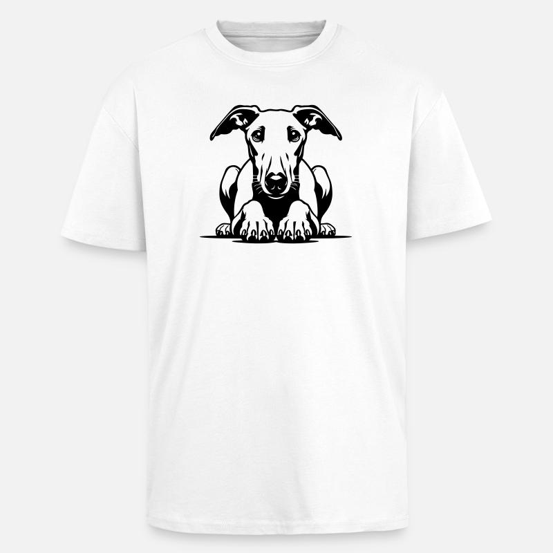 Whippet Kopf mit Pfoten - Oversized Heavyweight Unisex T-Shirt - Weiß