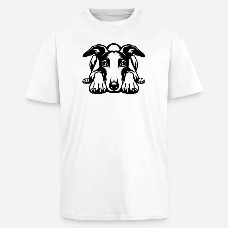 Whippet Kopf mit Pfoten - Oversized Heavyweight Unisex T-Shirt - Weiß