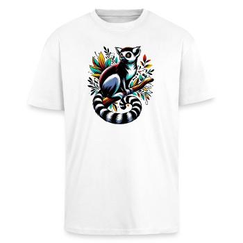 Maki - T-shirt unisexe oversize épais - blanc - Devant - Alina (178cm) & Michal (187cm)