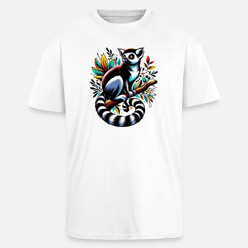 Lemur - Oversized Heavyweight Unisex T-Shirt - Weiß