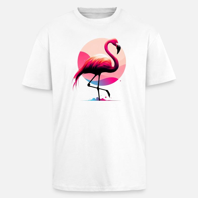 Flamant - T-shirt unisexe oversize épais - blanc