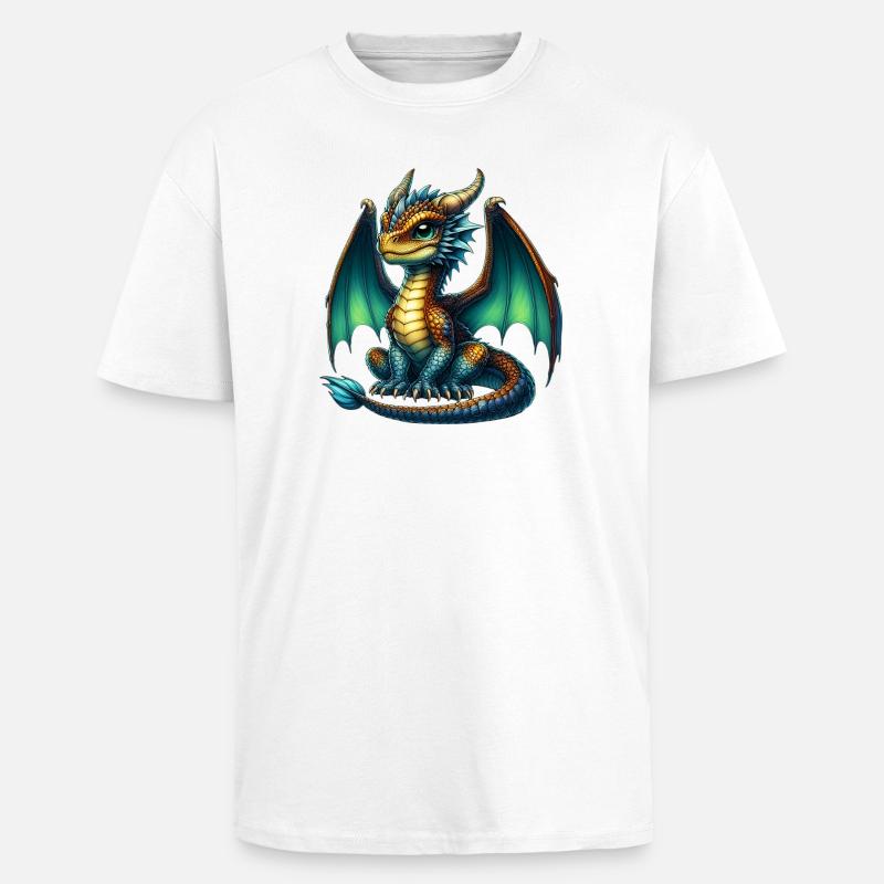 Drage - Unisex oversized t-skjorte i kraftig kvalitet - hvit