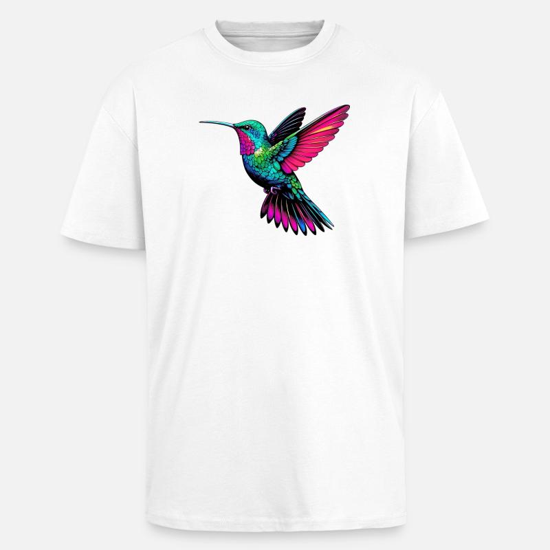 Kolibri - Oversized Heavyweight Unisex T-Shirt - Weiß
