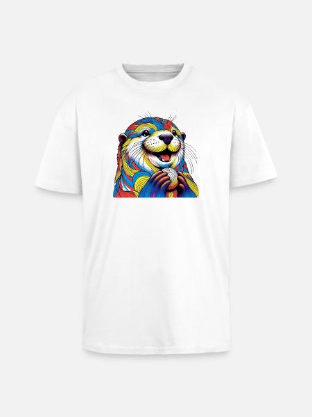 Loutre - T-shirt unisexe oversize épais - blanc