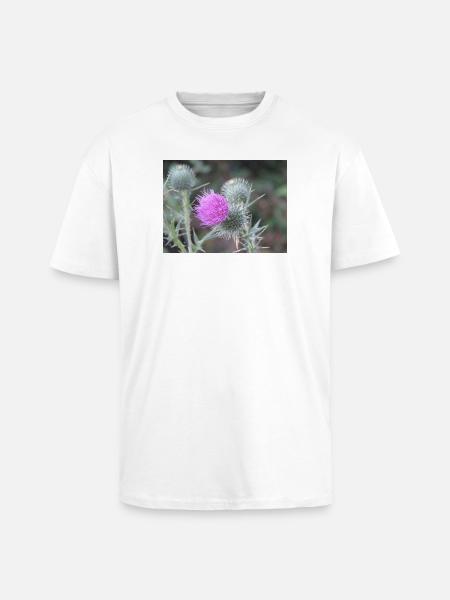 Violetten Distelblüten-Muster - Oversized Heavyweight Unisex T-Shirt - Weiß
