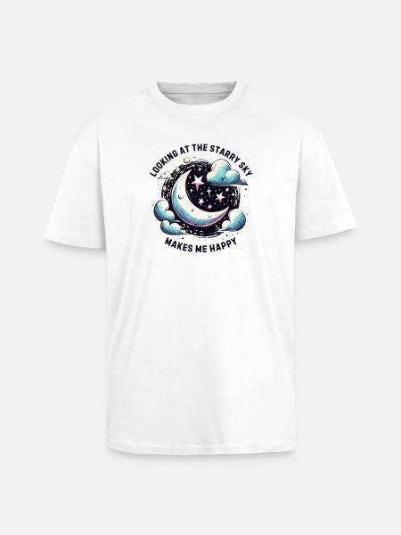 The starry sky makes me happy - Unisex Oversized Heavyweight T-shirt - white