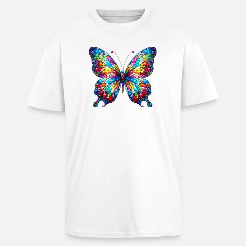 Papillon - T-shirt unisexe oversize épais - blanc