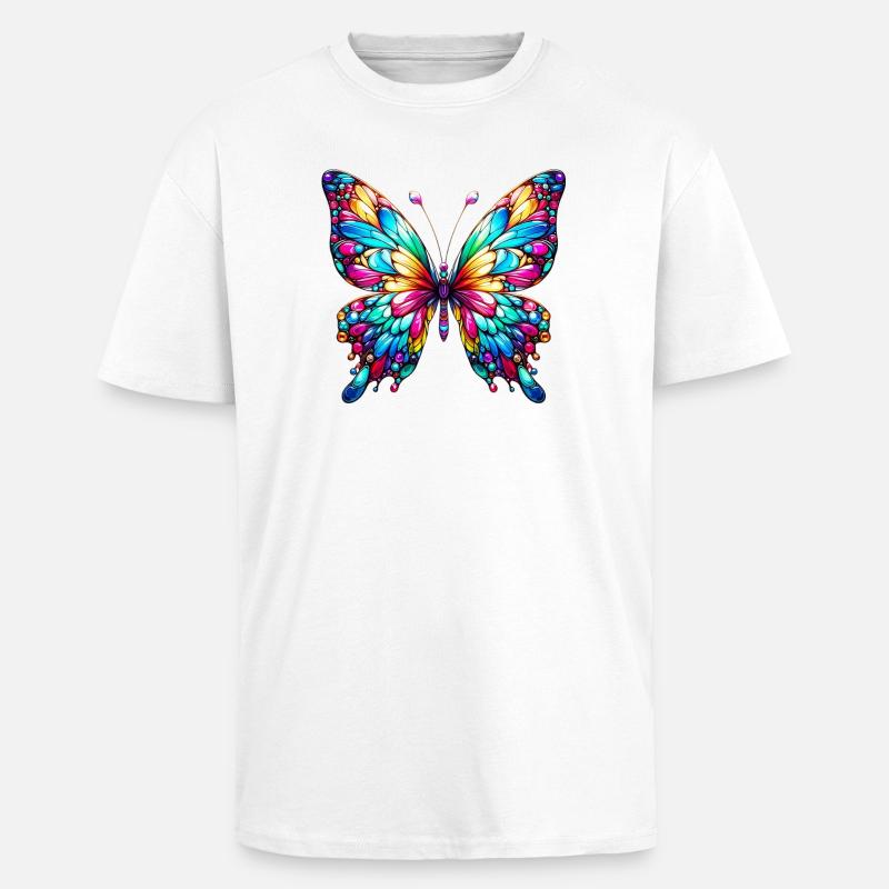 Papillon - T-shirt unisexe oversize épais - blanc