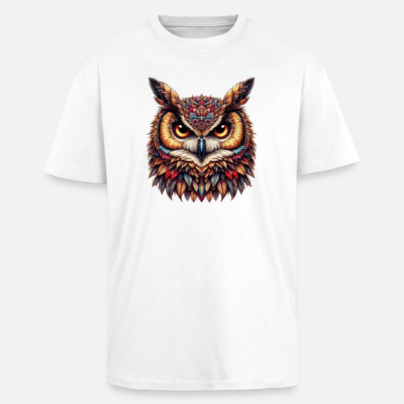 Eule - Oversized Heavyweight Unisex T-Shirt - Weiß