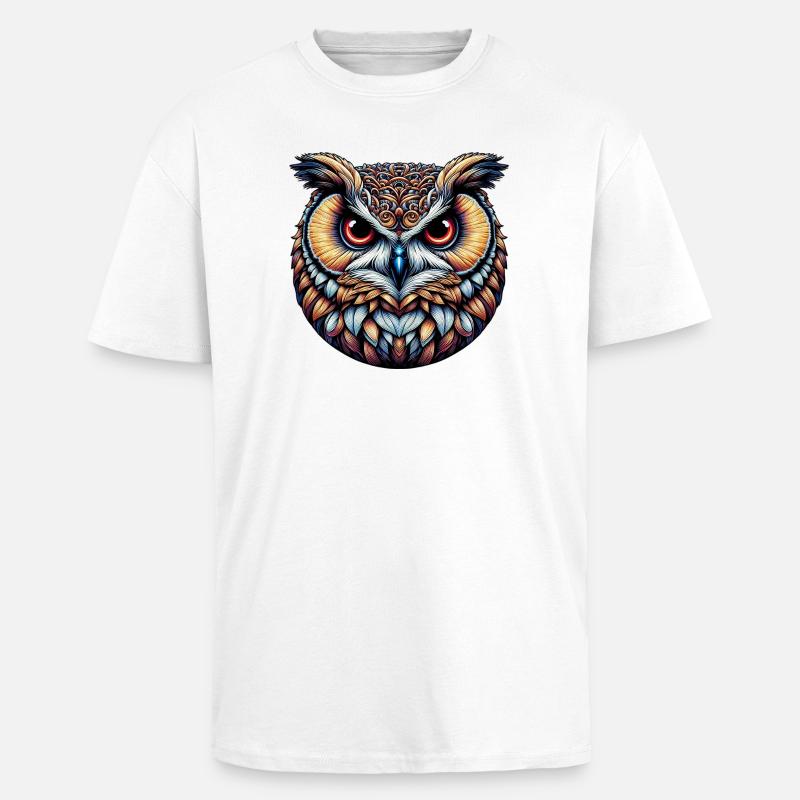 Eule - Oversized Heavyweight Unisex T-Shirt - Weiß