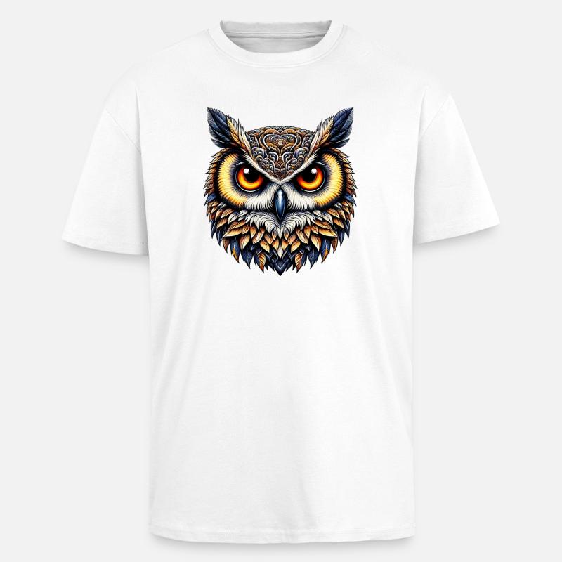 Eule - Oversized Heavyweight Unisex T-Shirt - Weiß