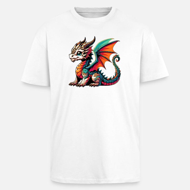 Drache - Oversized Heavyweight Unisex T-Shirt - Weiß