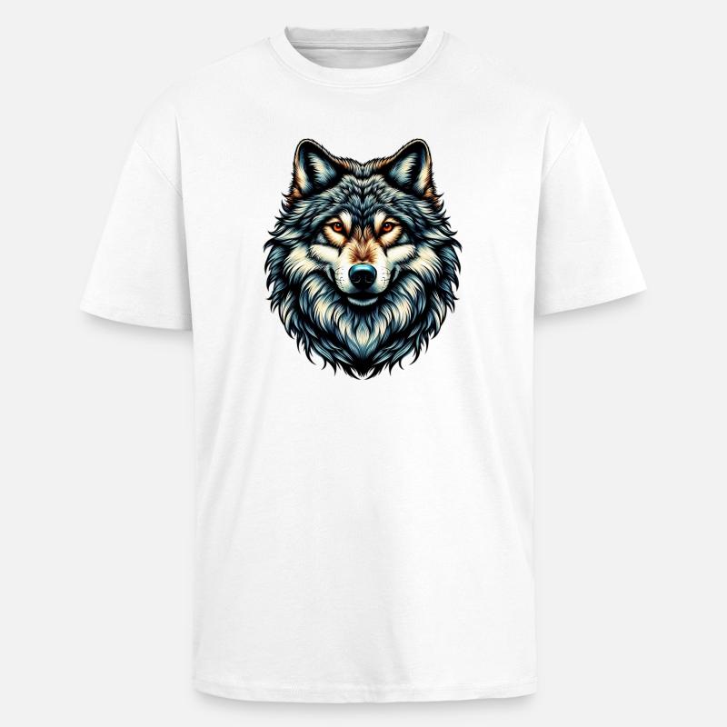 Wolf - Oversized Heavyweight Unisex T-Shirt - Weiß