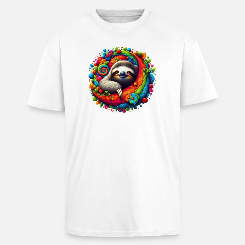 Faultier - Oversized Heavyweight Unisex T-Shirt - Weiß