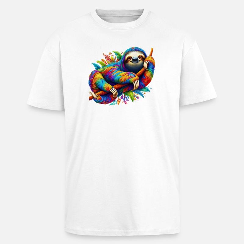 Faultier - Oversized Heavyweight Unisex T-Shirt - Weiß