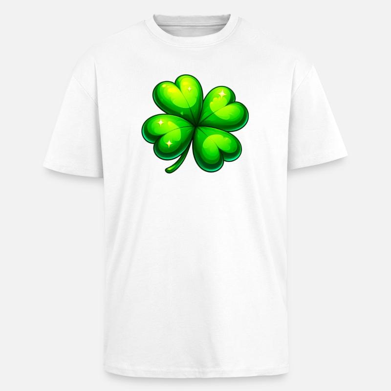 Vierblättriges Kleeblatt - Oversized Heavyweight Unisex T-Shirt - Weiß