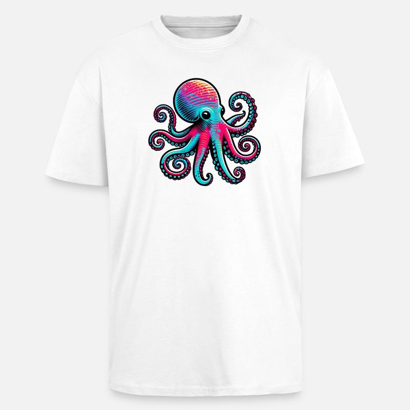Pieuvre - T-shirt unisexe oversize épais - blanc