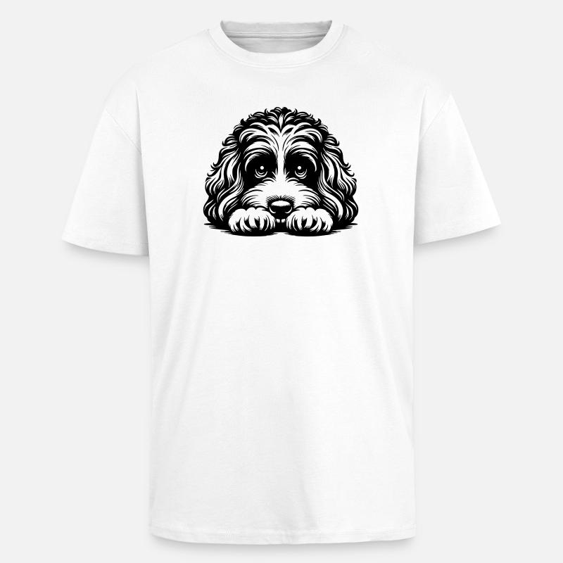 Tête de Cavapoo avec pattes - T-shirt unisexe oversize épais - blanc