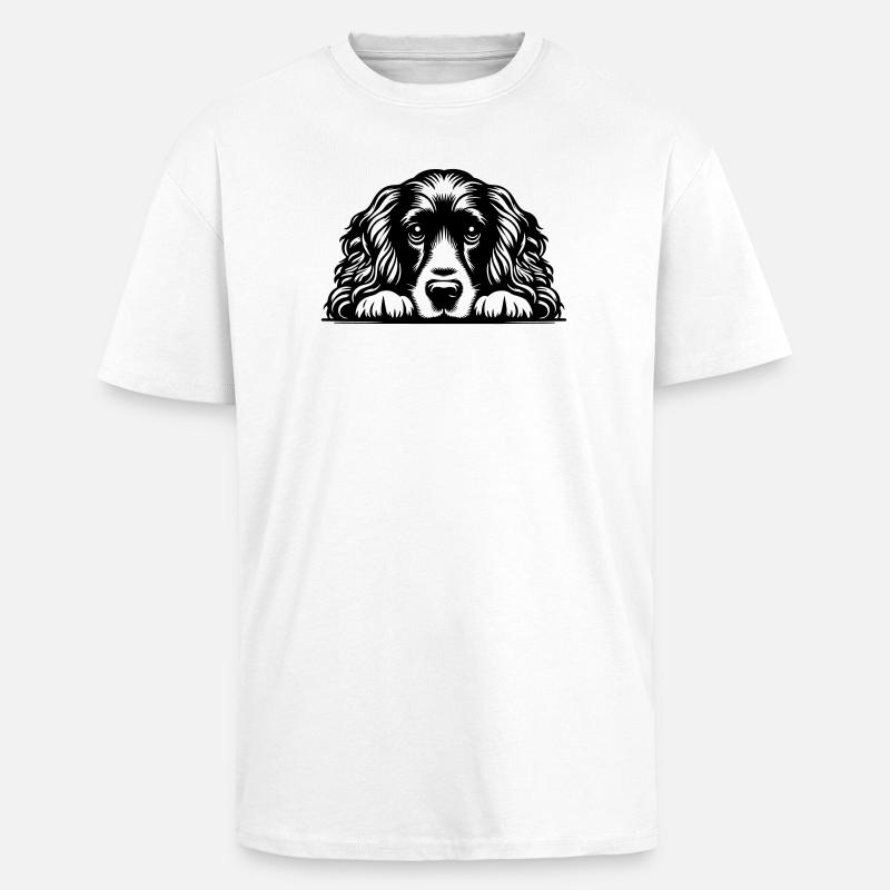 Cocker Spaniel Head with Paws - Unisex Oversized Heavyweight T-shirt - white