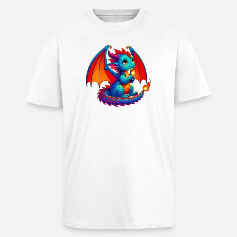 Dragon - T-shirt unisexe oversize épais - blanc