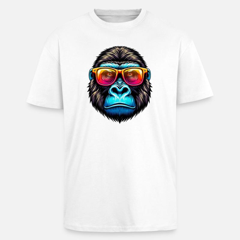 Gorillas mit Sonnenbrille - Oversized Heavyweight Unisex T-Shirt - Weiß