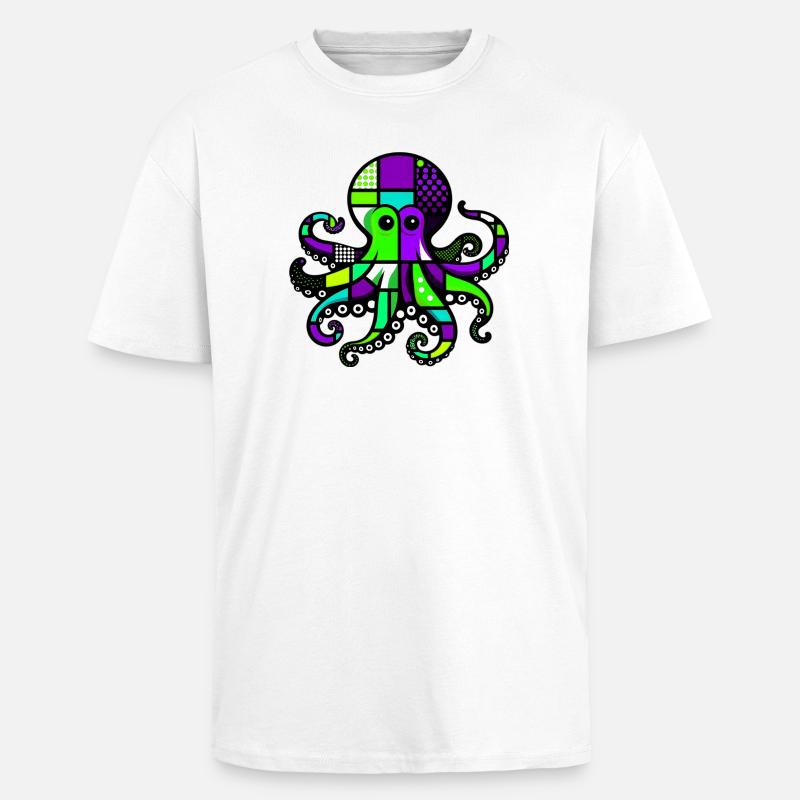 Pieuvre - T-shirt unisexe oversize épais - blanc